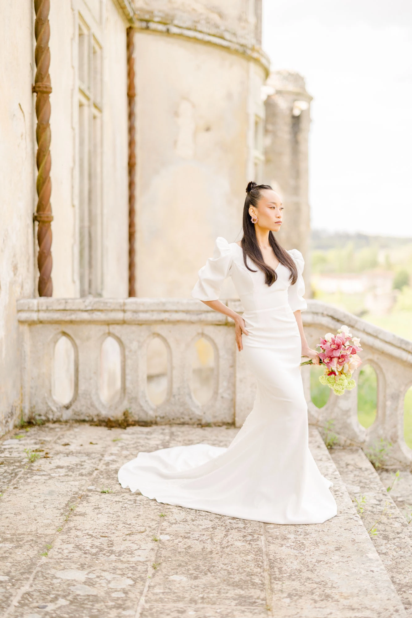 robe pétale rose gris marron